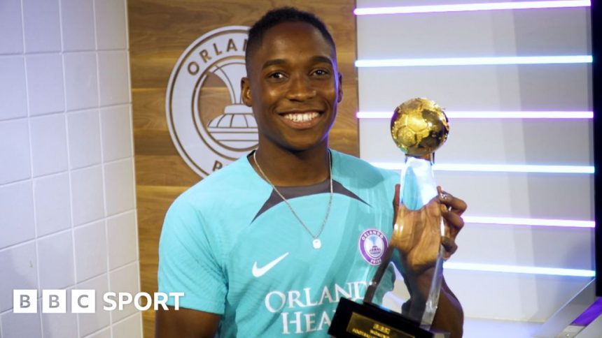 Barbra Banda with the BBC Women's Footballer of the Year award