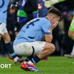 Manchester City's players react after their side's 3-3 draw against Feyenoord